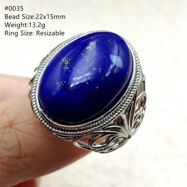 Pierścień Lapis Lazuli 925 srebro regulowany 14x10mm prostokątny pierścień kryształ dla kobiety - Wianko - 43