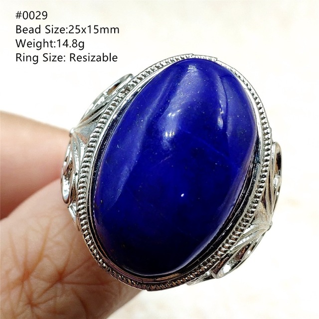Pierścień Lapis Lazuli 925 srebro regulowany 14x10mm prostokątny pierścień kryształ dla kobiety - Wianko - 32