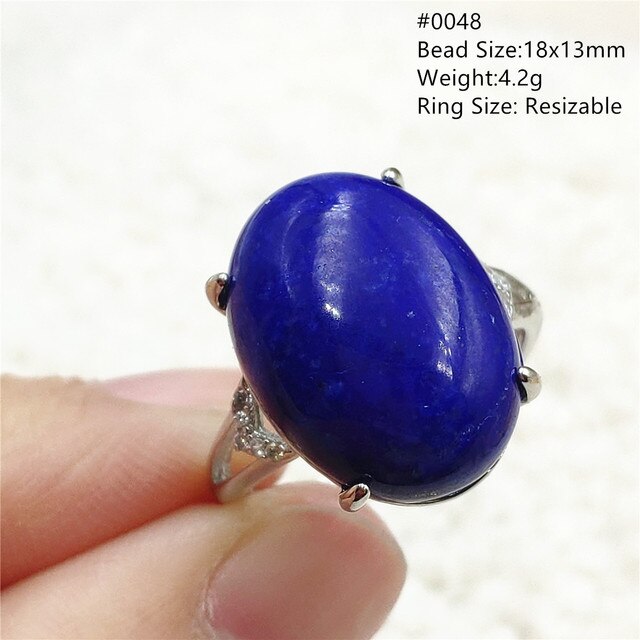 Pierścień Lapis Lazuli 925 srebro regulowany 14x10mm prostokątny pierścień kryształ dla kobiety - Wianko - 19