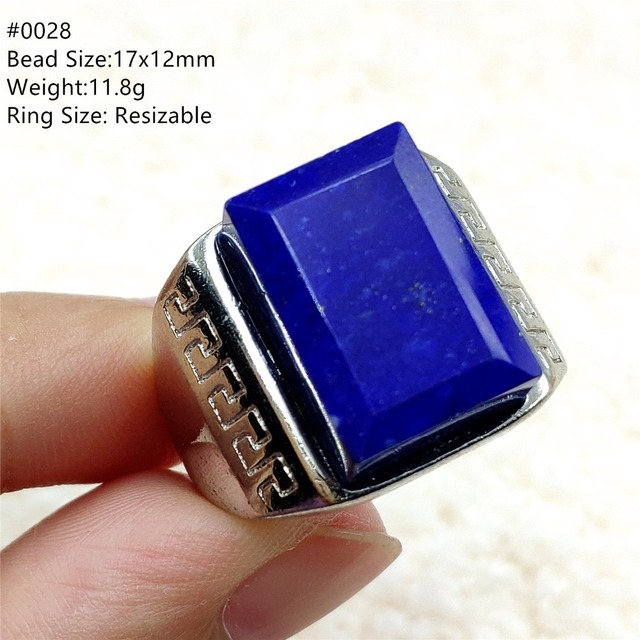 Pierścień Lapis Lazuli 925 srebro regulowany 14x10mm prostokątny pierścień kryształ dla kobiety - Wianko - 30