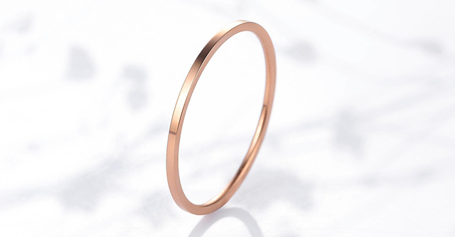 Prosty, polerowany pierścień z różowego złota - biżuteria miedziana dla kobiet i mężczyzn - Wianko - 2