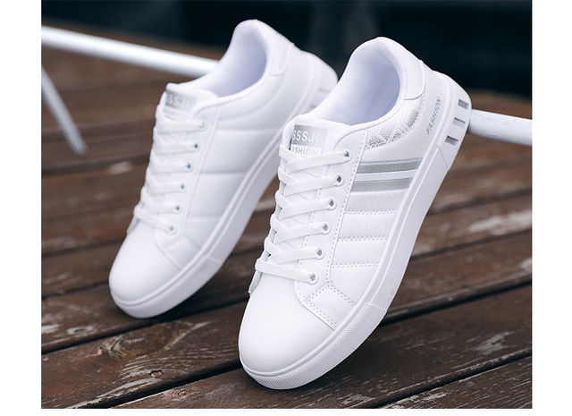 Męskie trampki letnie białe czarne skórzane gumowe buty sportowe - Wianko - 24