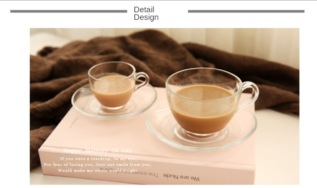 Zestaw filiżanek i spodków do kawy - przezroczyste kubki do herbaty i kawy, wielokrotnego użytku, stylizowane na Turcję - Wianko - 11