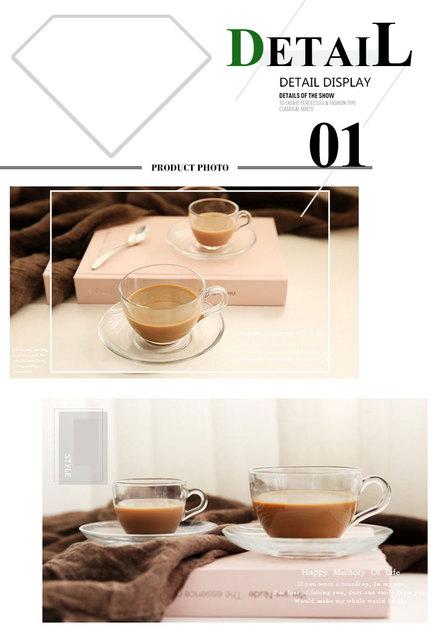 Zestaw filiżanek i spodków do kawy - przezroczyste kubki do herbaty i kawy, wielokrotnego użytku, stylizowane na Turcję - Wianko - 4