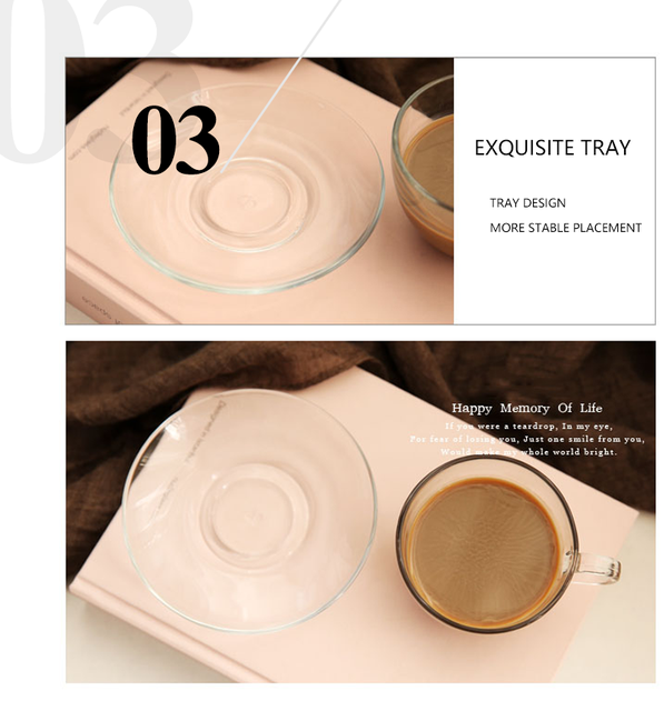 Zestaw filiżanek i spodków do kawy - przezroczyste kubki do herbaty i kawy, wielokrotnego użytku, stylizowane na Turcję - Wianko - 6