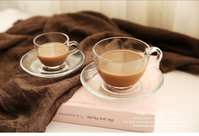 Zestaw filiżanek i spodków do kawy - przezroczyste kubki do herbaty i kawy, wielokrotnego użytku, stylizowane na Turcję - Wianko - 7