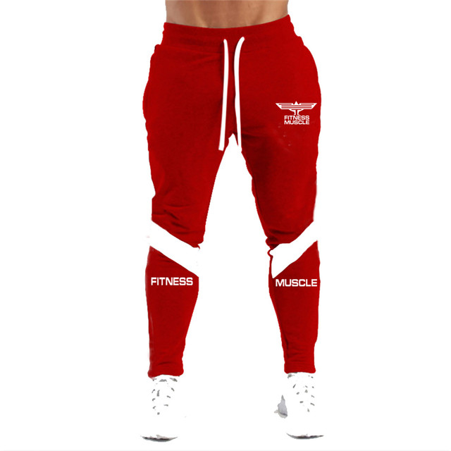 Męskie długie spodnie do biegania zimowe, dopasowane, bawełniane, drukowane, Fitness, trening - Wianko - 14