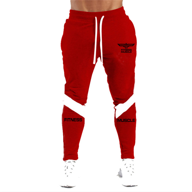 Męskie długie spodnie do biegania zimowe, dopasowane, bawełniane, drukowane, Fitness, trening - Wianko - 11