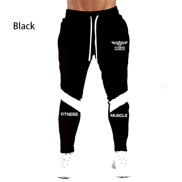 Męskie długie spodnie do biegania zimowe, dopasowane, bawełniane, drukowane, Fitness, trening - Wianko - 3