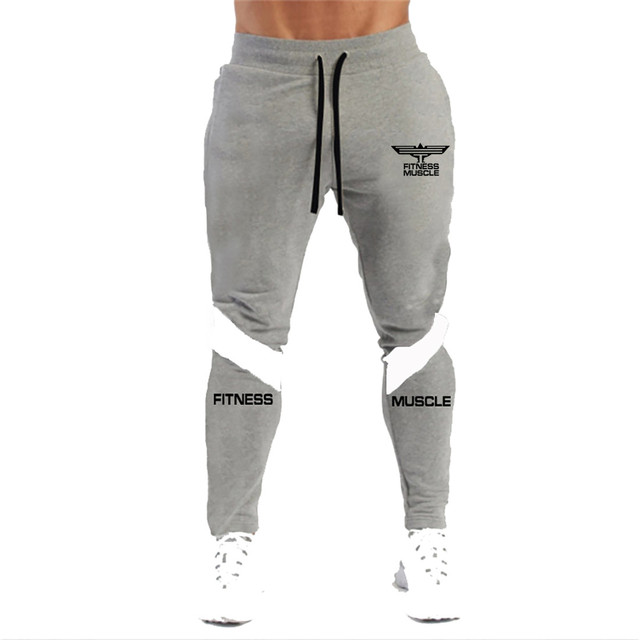 Męskie długie spodnie do biegania zimowe, dopasowane, bawełniane, drukowane, Fitness, trening - Wianko - 9