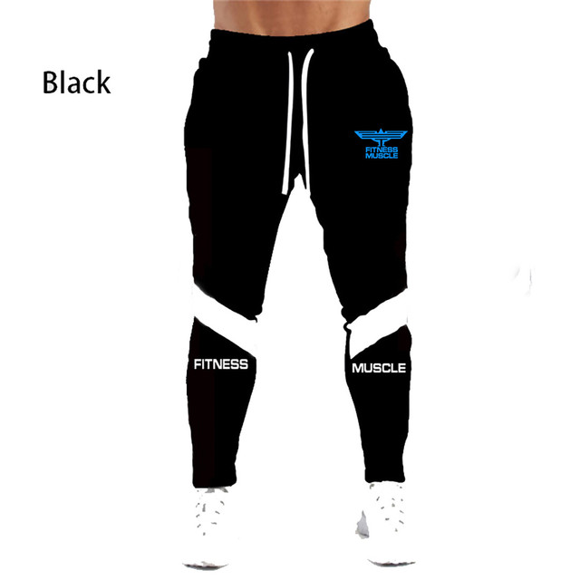 Męskie długie spodnie do biegania zimowe, dopasowane, bawełniane, drukowane, Fitness, trening - Wianko - 5