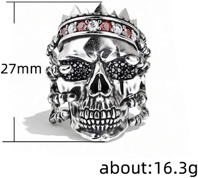 Pierścień mężczyźni czaszka kryształ metalowy Chunky - Wianko - 8