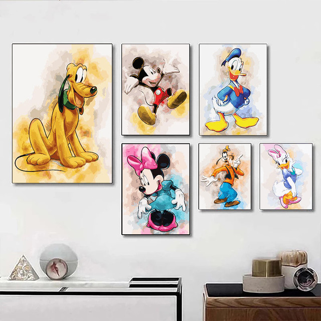 Plakat drukowany na ścianę z nadrukiem obrazu Canvas Myszka Mickey i Kaczor Donald od Disneya – idealna dekoracja do salonu lub pokoju dziecięcego - Wianko - 3