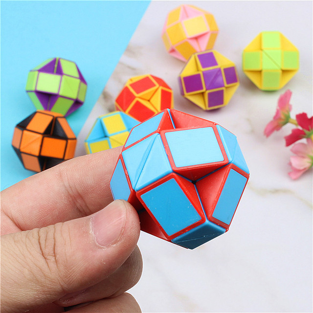 Magiczna linijka wąż Puzzle - 2 sztuki, Fidget antystresowy Cube Twist - 24 prędkości, składane i edukacyjne zabawki dla dzieci, magiczny władca Cube - Wianko - 1