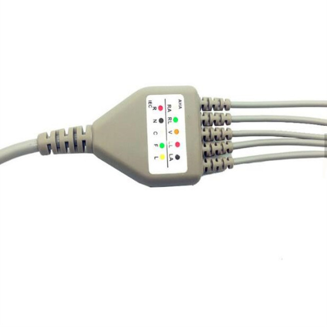 Kabel EKG 5-leadwire 2021 kompatybilny z monitorem pacjenta Philips/HP 12Pin MP20/VM6 Snap End AHA - Wianko - 8