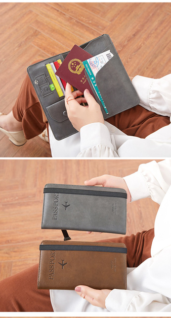 Etui na paszport RFID, długie, skóra PU, dla kobiet i mężczyzn, portfel podróżny na karty - Wianko - 20