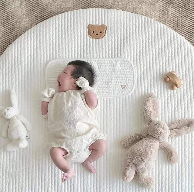 Mata piankowa do zabawy dla niemowląt i dzieci - Okrągła poduszka siedząca i gruba bawełniana mata dywanowa do gry - Wianko - 6