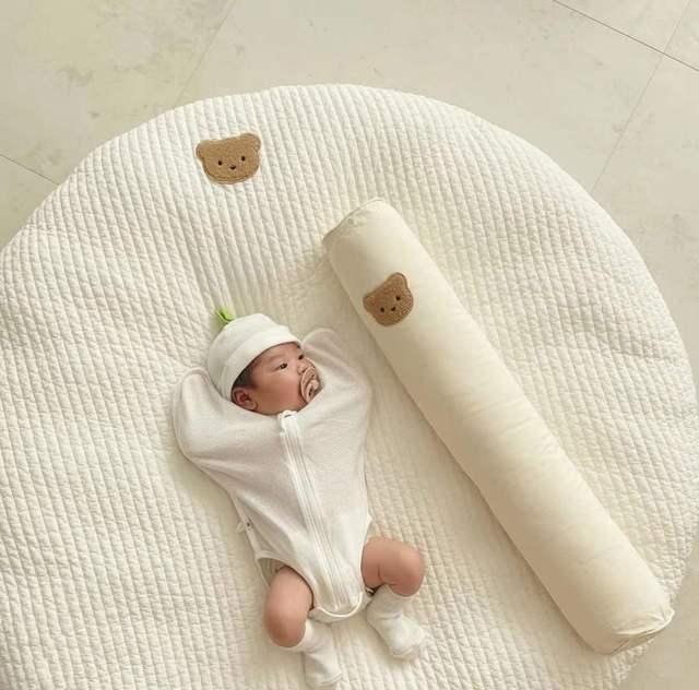 Mata piankowa do zabawy dla niemowląt i dzieci - Okrągła poduszka siedząca i gruba bawełniana mata dywanowa do gry - Wianko - 4