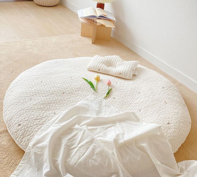 Mata piankowa do zabawy dla niemowląt i dzieci - Okrągła poduszka siedząca i gruba bawełniana mata dywanowa do gry - Wianko - 15