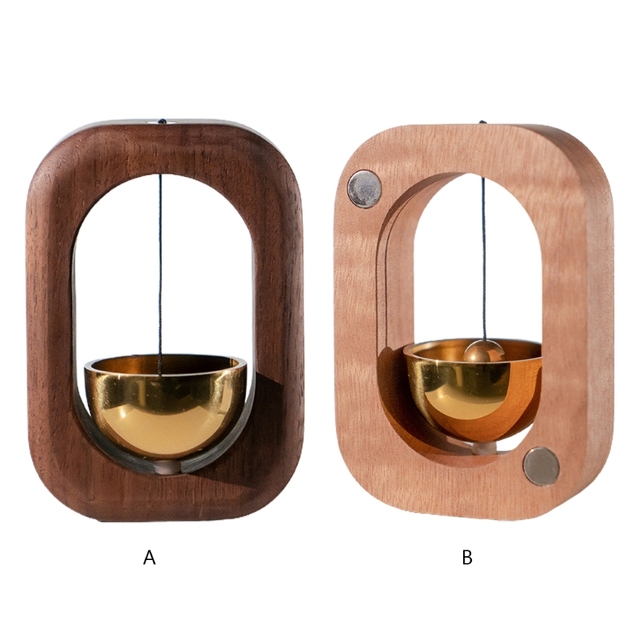 Dzwonek drzwi z litego drewna, mosiądz magnetyczny, elegancki, w stylu retro, idealny do wystroju domu i restauracji - Wianko - 1