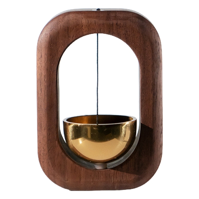 Dzwonek drzwi z litego drewna, mosiądz magnetyczny, elegancki, w stylu retro, idealny do wystroju domu i restauracji - Wianko - 2