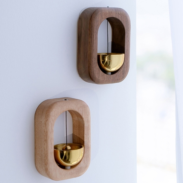Dzwonek drzwi z litego drewna, mosiądz magnetyczny, elegancki, w stylu retro, idealny do wystroju domu i restauracji - Wianko - 4