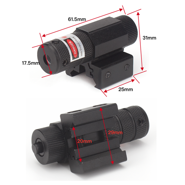 Mini czerwony celownik laserowy z regulacją, montażem na szynie Picatinny/Weaver 11mm/20mm - 635-655nm, idealny do polowań - Wianko - 4