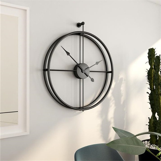 Duży zegar ścienny Metal Iron - dekoracja biurowa, nowoczesny minimalistyczny design - Wianko - 12
