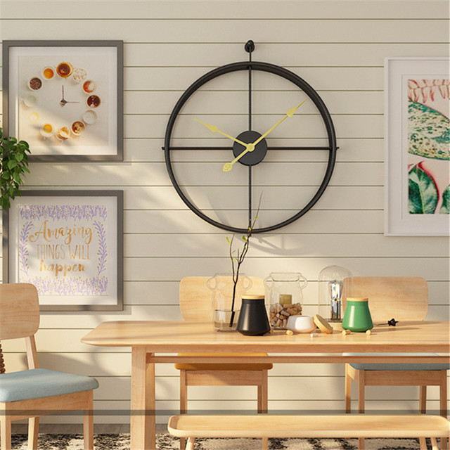 Duży zegar ścienny Metal Iron - dekoracja biurowa, nowoczesny minimalistyczny design - Wianko - 7