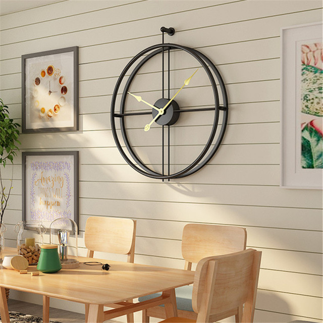 Duży zegar ścienny Metal Iron - dekoracja biurowa, nowoczesny minimalistyczny design - Wianko - 6