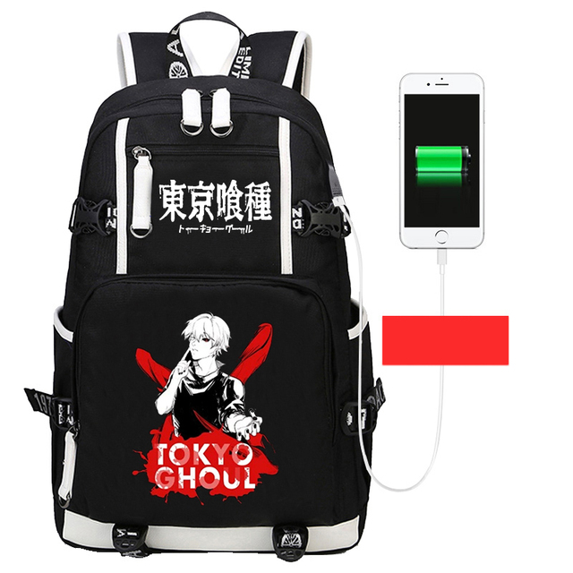 Plecak Anime Tokyo Ghoul dla nastolatka z ładowaniem USB i funkcją wodoodporną - Wianko - 14