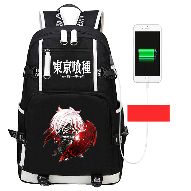 Plecak Anime Tokyo Ghoul dla nastolatka z ładowaniem USB i funkcją wodoodporną - Wianko - 16