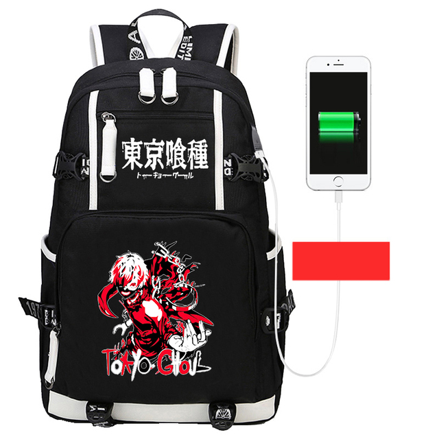 Plecak Anime Tokyo Ghoul dla nastolatka z ładowaniem USB i funkcją wodoodporną - Wianko - 11