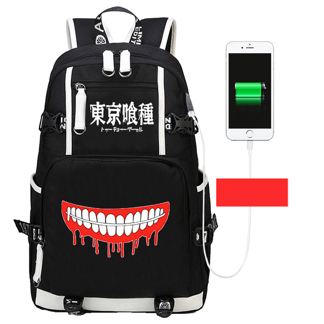 Plecak Anime Tokyo Ghoul dla nastolatka z ładowaniem USB i funkcją wodoodporną - Wianko - 10