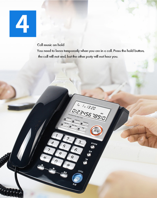 Telefon stacjonarny z identyfikatorem dzwoniącego/czekaniem na połączenie, podświetlanymi czerwonymi przyciskami i szybkim wybieraniem do domowego biura - Wianko - 5
