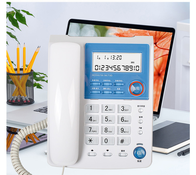 Telefon stacjonarny z identyfikatorem dzwoniącego/czekaniem na połączenie, podświetlanymi czerwonymi przyciskami i szybkim wybieraniem do domowego biura - Wianko - 11