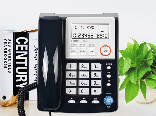 Telefon stacjonarny z identyfikatorem dzwoniącego/czekaniem na połączenie, podświetlanymi czerwonymi przyciskami i szybkim wybieraniem do domowego biura - Wianko - 1