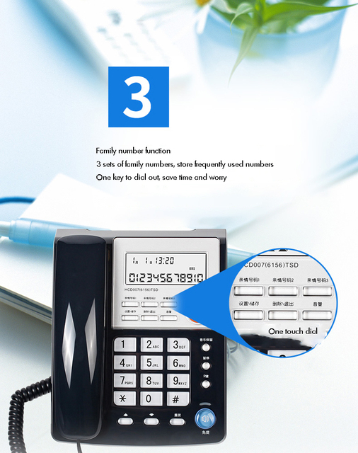 Telefon stacjonarny z identyfikatorem dzwoniącego/czekaniem na połączenie, podświetlanymi czerwonymi przyciskami i szybkim wybieraniem do domowego biura - Wianko - 4