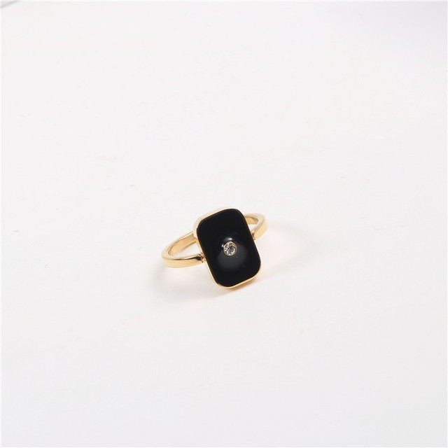 Nowość 2021! Stal nierdzewna czarny cyrkonia kwadratowy pierścień - delikatna biżuteria dla kobiet - Wianko - 3