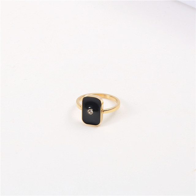 Nowość 2021! Stal nierdzewna czarny cyrkonia kwadratowy pierścień - delikatna biżuteria dla kobiet - Wianko - 4