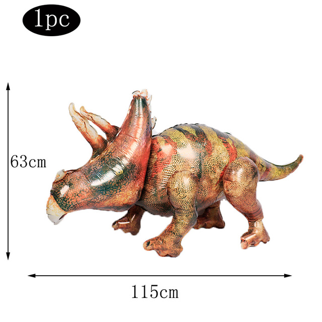 Triceratops Balon Foliowy 4D w Rozmiarze Giant - Imitacja Dinozaura Montaż Stojący do Dekoracji Urodzin Chłopca w Stylu Dżungli - Wianko - 3