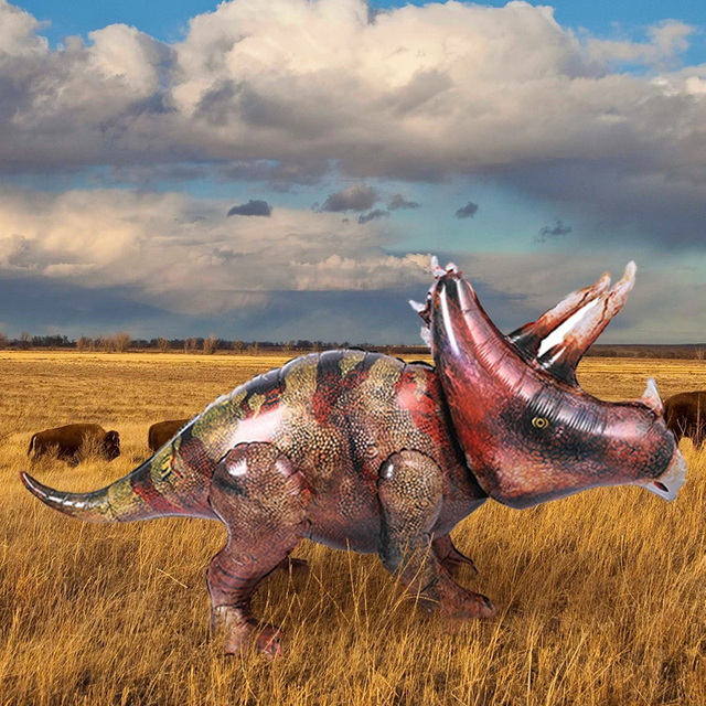 Triceratops Balon Foliowy 4D w Rozmiarze Giant - Imitacja Dinozaura Montaż Stojący do Dekoracji Urodzin Chłopca w Stylu Dżungli - Wianko - 10