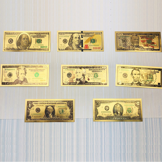 7 sztuk fałszywych banknotów $100/$50/$20/$10/$5/$2/$1 - złote banknoty repliki USA, prima aprilis żart prezent - Wianko - 2