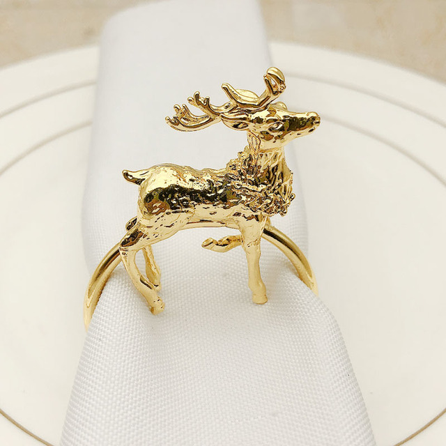 Zestaw 12 nowoczesnych metalowych pierścieni na serwetki w stylu świątecznym dla dekoracji stołu weselnego - Wianko - 1