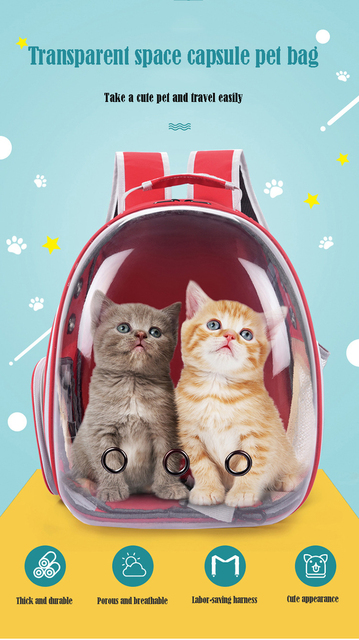Plecak dla zwierząt Outdoor Cat Carrier z przezroczystą kapsułą kosmiczną - Wianko - 1