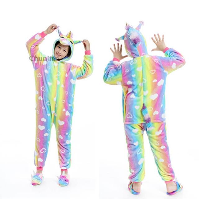 Miękkie zimowe Flanelowe Kigurumi piżamy dziecięce dla małych dziewczynek - Jednorożec Animes Onesie - Wianko - 27