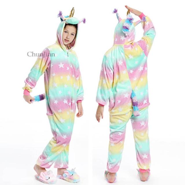 Miękkie zimowe Flanelowe Kigurumi piżamy dziecięce dla małych dziewczynek - Jednorożec Animes Onesie - Wianko - 30