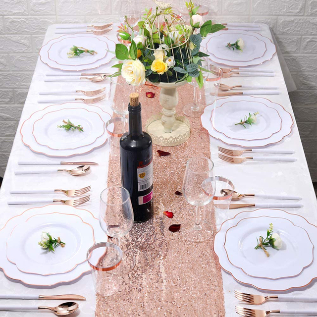 Jednorazowe zastawy stołowe białe, 20 sztuk, 7,5 cala i 10,25 cala - nadające się na wesela, uroczystości i imprezy - Wianko - 5