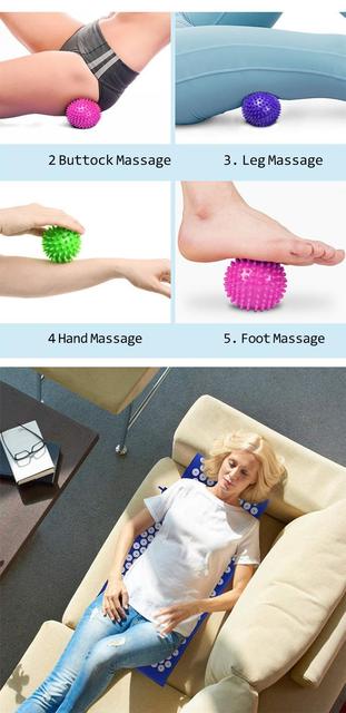 Zestaw masażu akupunkturowego 6 sztuk: mata akupunkturowa, poduszka masażowa, kijek do masażu, roller do relaksu, piłka do masażu powięzi - Joga - Wianko - 4