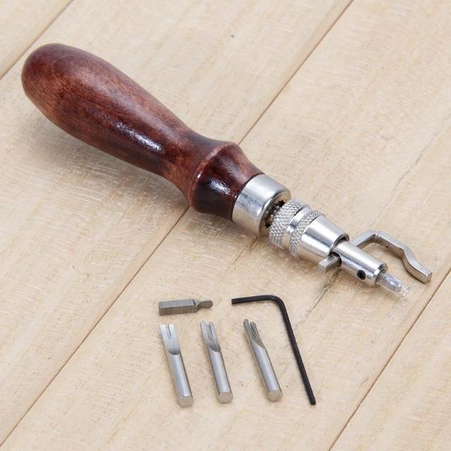 Zestaw narzędzi kaletniczych 7 in1 do ręcznego szycia skóry - regulowany Pro GrooverCrease DIY Tool - Wianko - 6